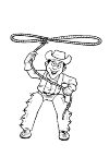 this is a cowboy and he let his left hand with a lasso above rotates