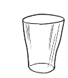 A drinking glass. The stripes on the front are designed to indicate that depth and that the glass is a content.