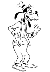 This is Goofy, he looks a bit surprised and with his left hand a gesture for his mouth.