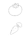 Various vegetables, a tomato and a carrot.