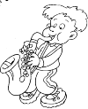 A boy who plays the saxophone