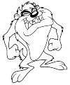 Taz, a character from the Looney Tunes. " It is a strong beast, this is also seen in the picture. He stretches his arms and his sharp teeth he bites together.