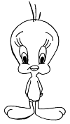 Tweety, the best known figure from the Looney Tunes. " It is a smart bird with three hairs on his head