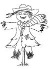 This is a scarecrow, he has a tie around a hat. He is also attached to a stick.