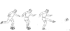 A player who performs an instep kick in three steps. The instep kick is used as a distance shot at goal or a pass over a long distance to give. Technique: 1. If you stand next to the bone bal.2. Touch the ball with the instep. The toes point to beneden.3. Balsnelheid adapt to the distance that you must adapt.