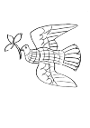 peace dove. He flies to the left, with a branch in its beak. That is part of a peace dove.