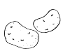 Two potatoes, which have not been peeled.