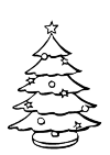 a beautiful Christmas tree with a star at the top. Do you see the balls in the tree?