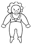 A baby with a pacifier in the mouth and a bib for.