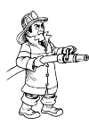 Fireman with hose