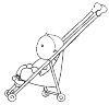 A baby / toddler in a stroller is. This buggy is in the right direction to be pushed by an adult
