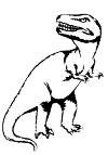standing dinosaur, with his head to look left and his mouth is open.
