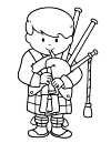 A boy who plays a bagpipe.