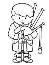 A boy who plays a bagpipe.