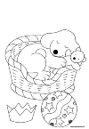 here is dribble in his basket, his leg has a cuddly little creature going beaten. His basket is his crown that he made off at bedtime, and his ball is also for his basket
