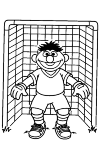 here you will see Ernie of Sesame Street in a football purpose. He has soccer shoes and shin guards to his hands and keepers gloves. he with a smile and arms dedicated to the target