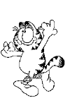 Garfield here feel that ballet dancing is, he has his arms up and stands with his legs crossed with ballet shoes!