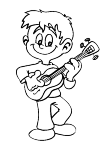 A boy, who plays the guitar.