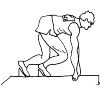 Start running, man is in start position, a bending