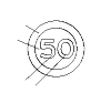 A sign that the speed limit of the number in the middle display, in this case 50.