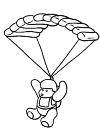 A teddy bear as a paratrooper.