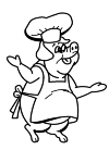 Pig dressed as a cook