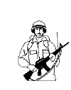 A soldier with a rifle in his hands.