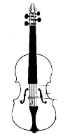 violin, upright front view of