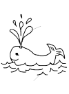 A whale. His hole in his head spraying water up. He swims in the water.